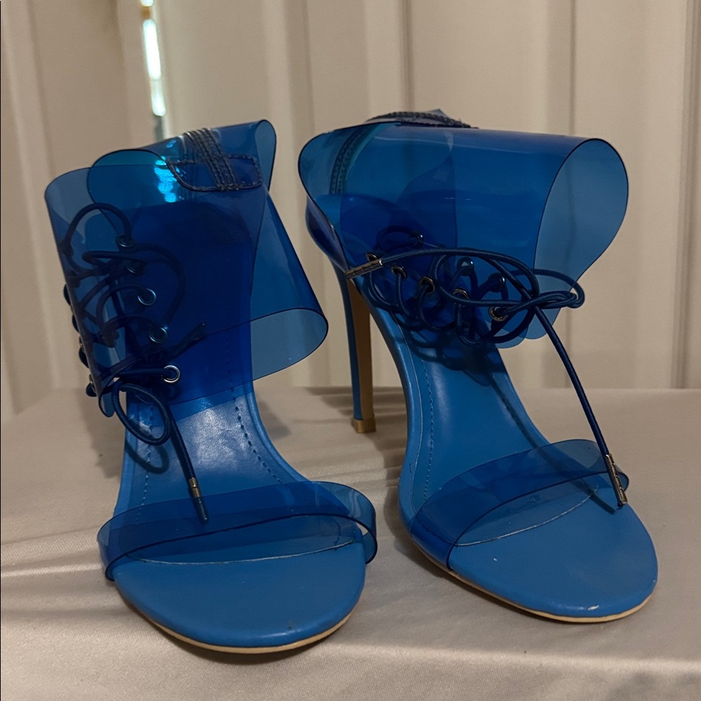 Blue Transparent Heeled Sandals